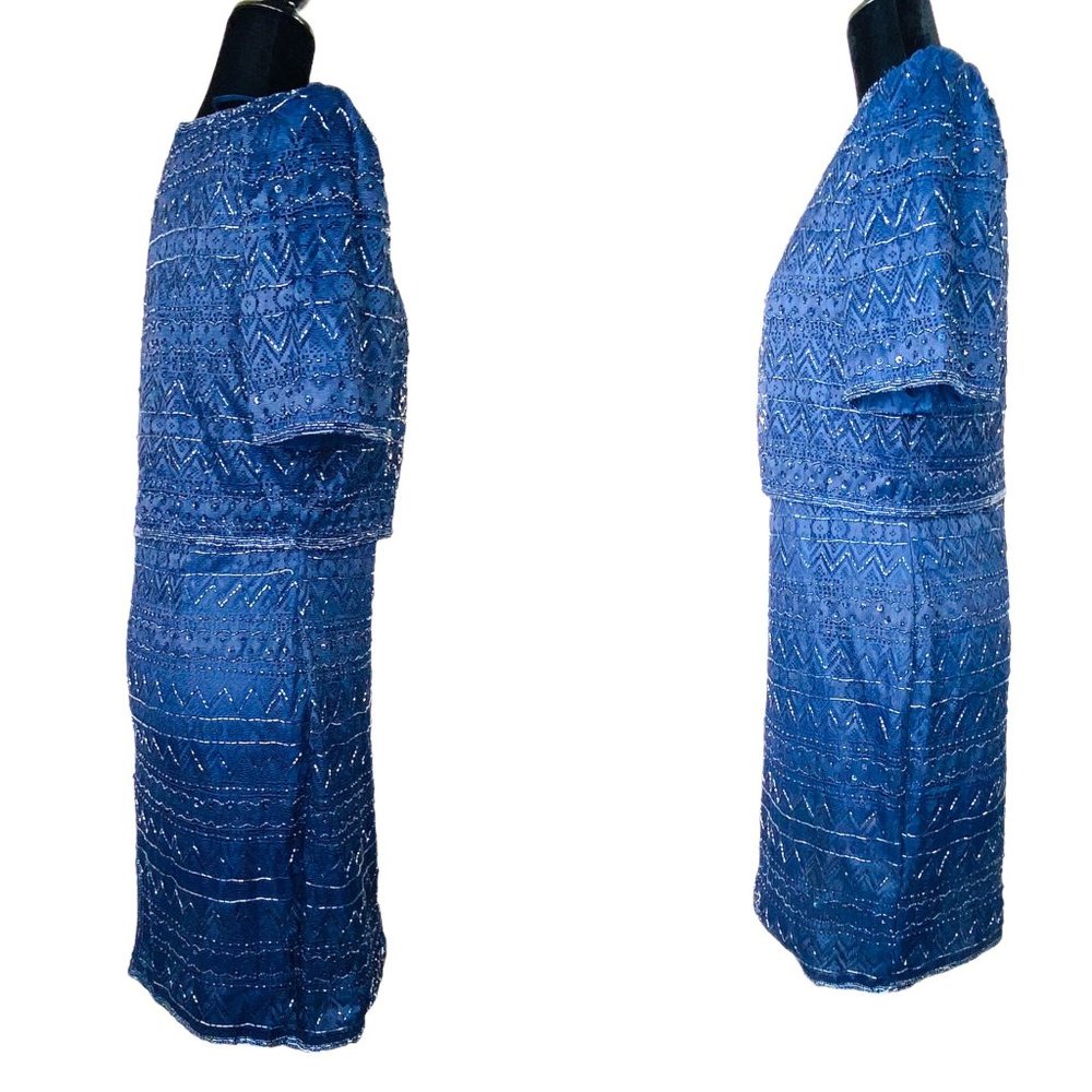 Laurence Kazar New York Sequined Evening Dress Handmade in India 80s Style - Picture 14 of 15